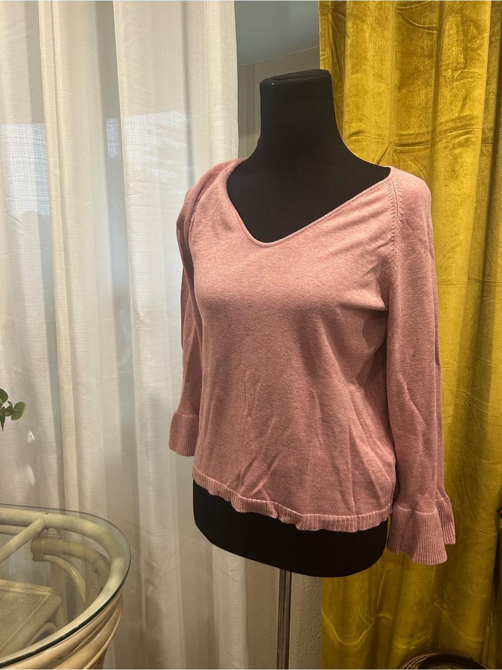 Lilla P Dusty Rose V-Neck sweater Blouse